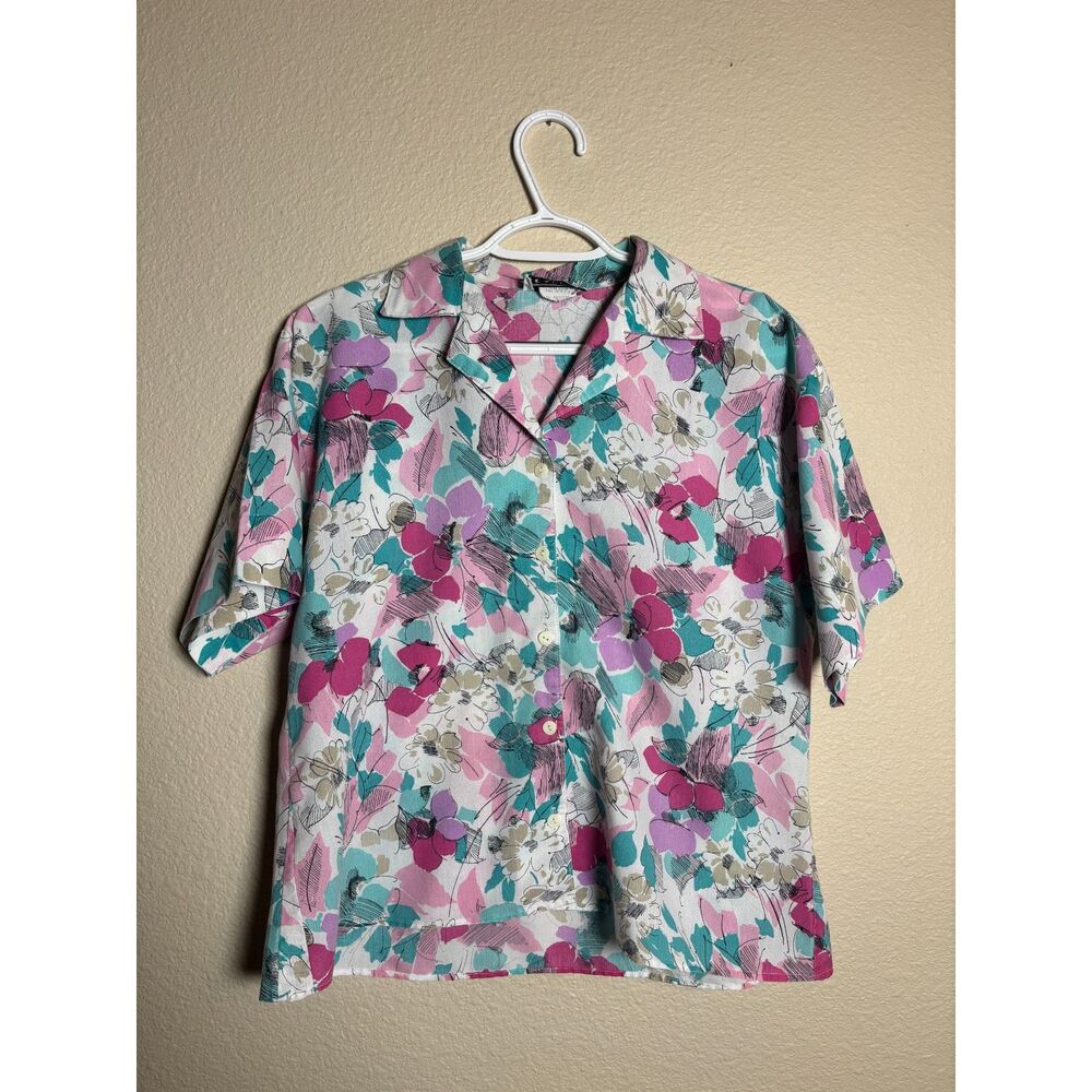 cabrais womens floral print button down Size M